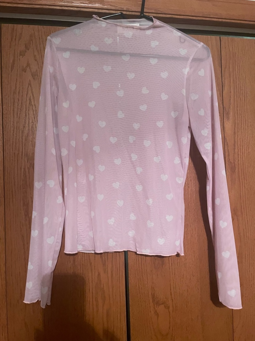 Pink Sheer Heart Long Sleeve Top
